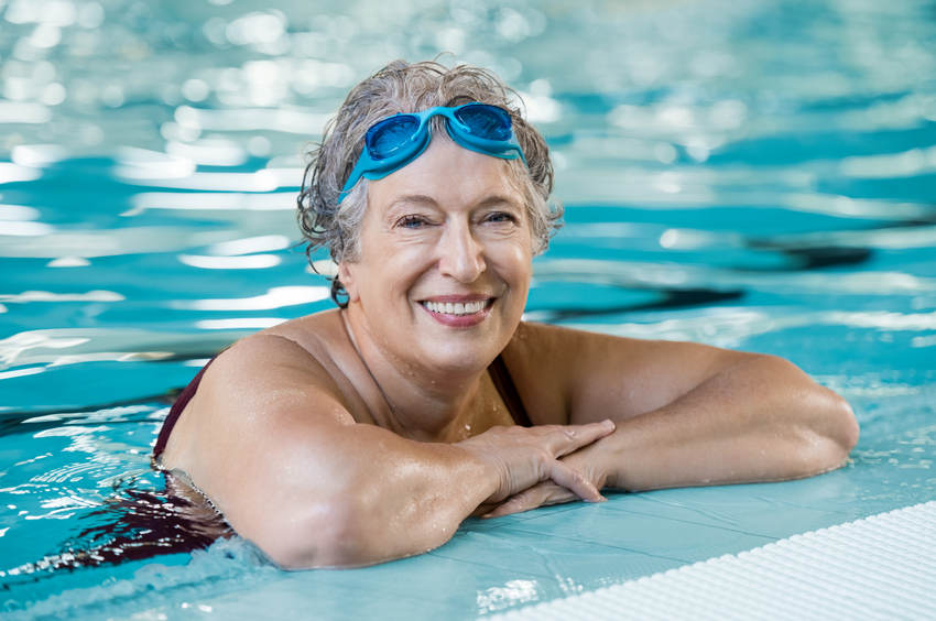 Elderly woman in pool